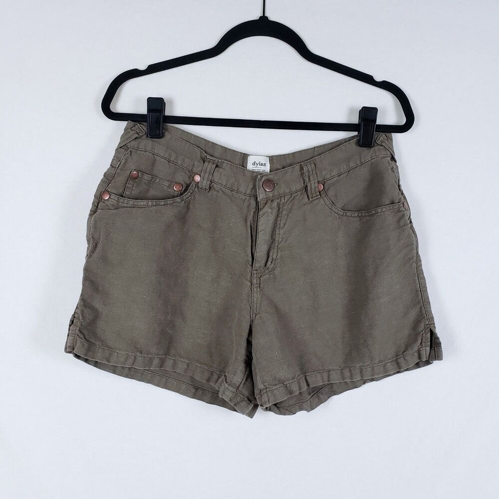 Dylan Coastal Euro Summer Linen-Cotton Shorts Womens 8 Taupe Brown Resort